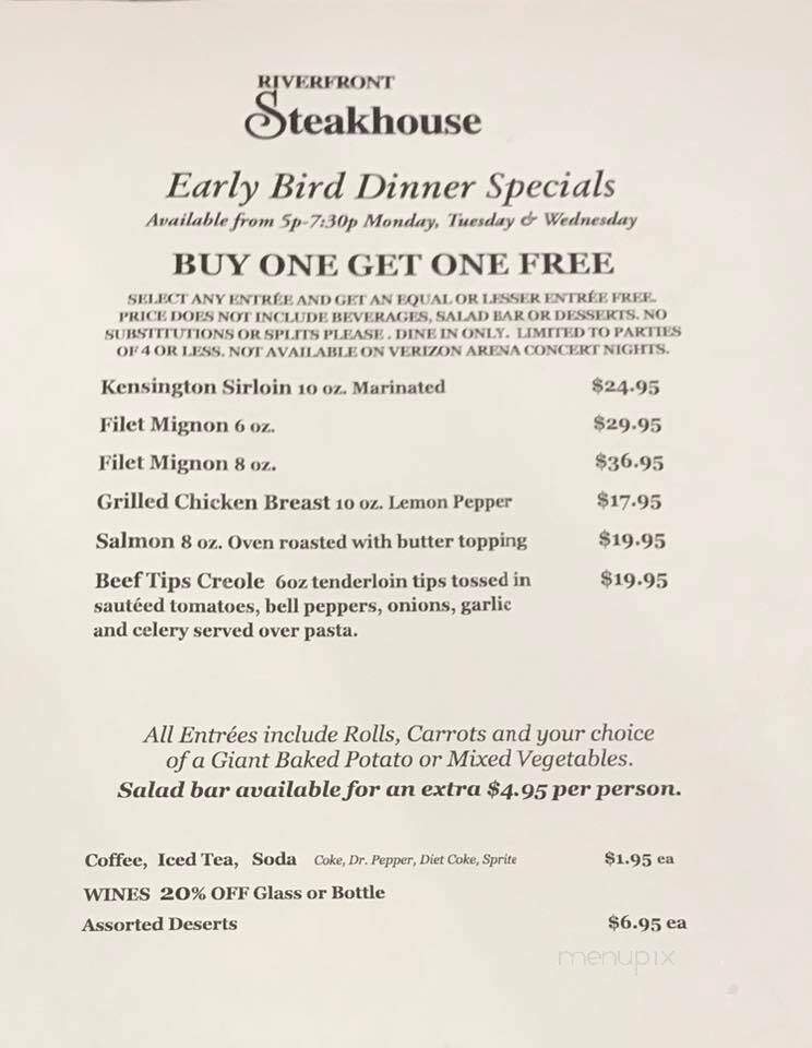 Riverfront Steakhouse - North Little Rock, AR menu_pic