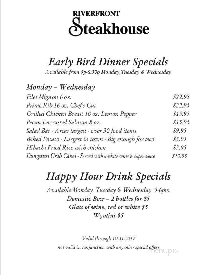 Riverfront Steakhouse - North Little Rock, AR menu_pic