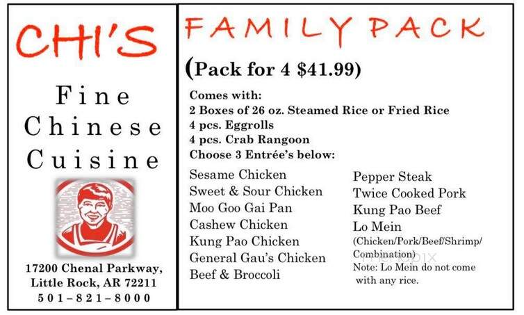 Chi's Chinese Express - Little Rock, AR menu_pic