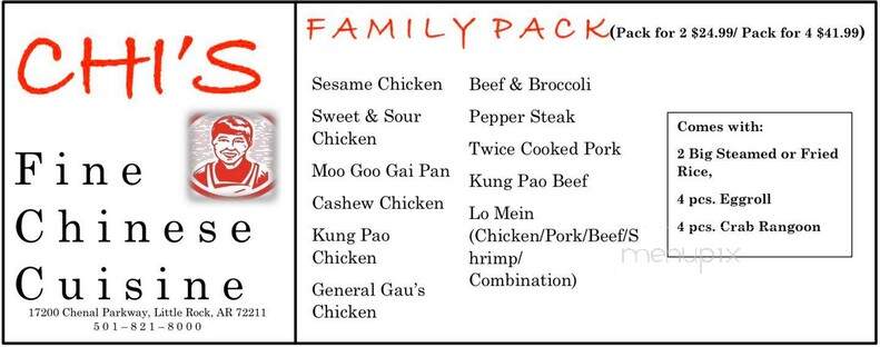 Chi's Chinese Express - Little Rock, AR menu_pic