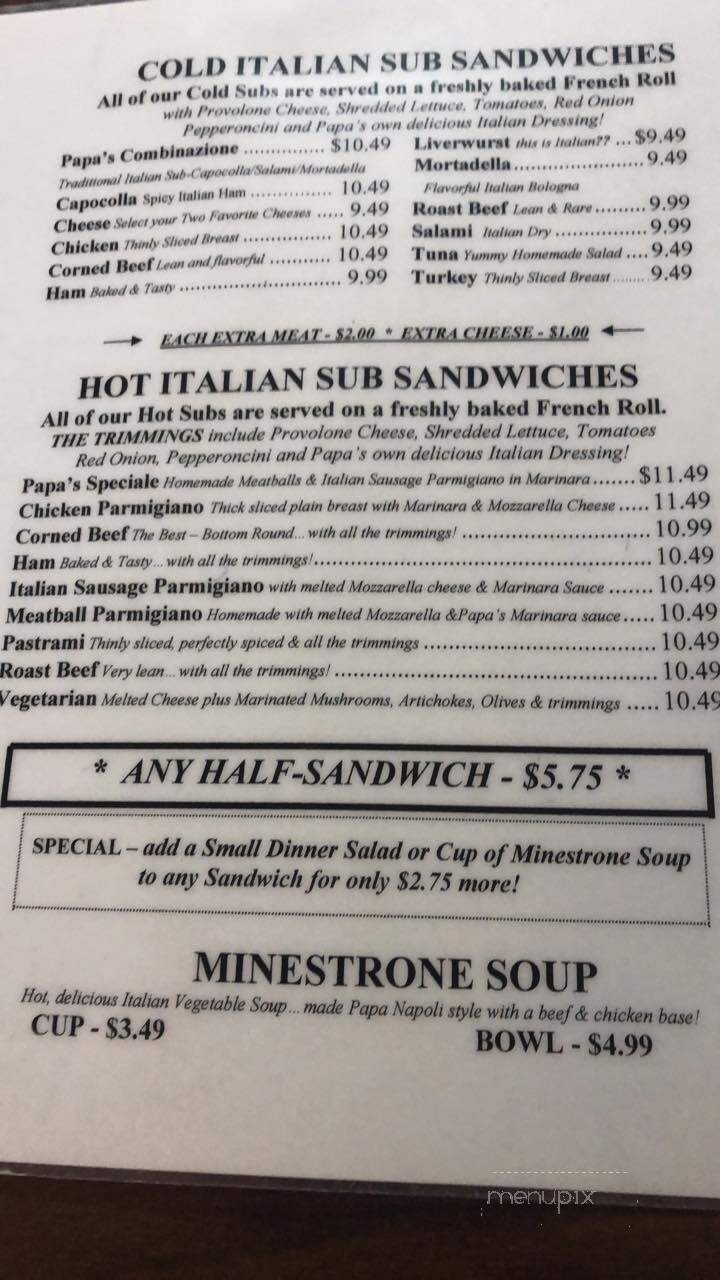 Papa Napoli Italian Deli - Santa Maria, CA menu_pic