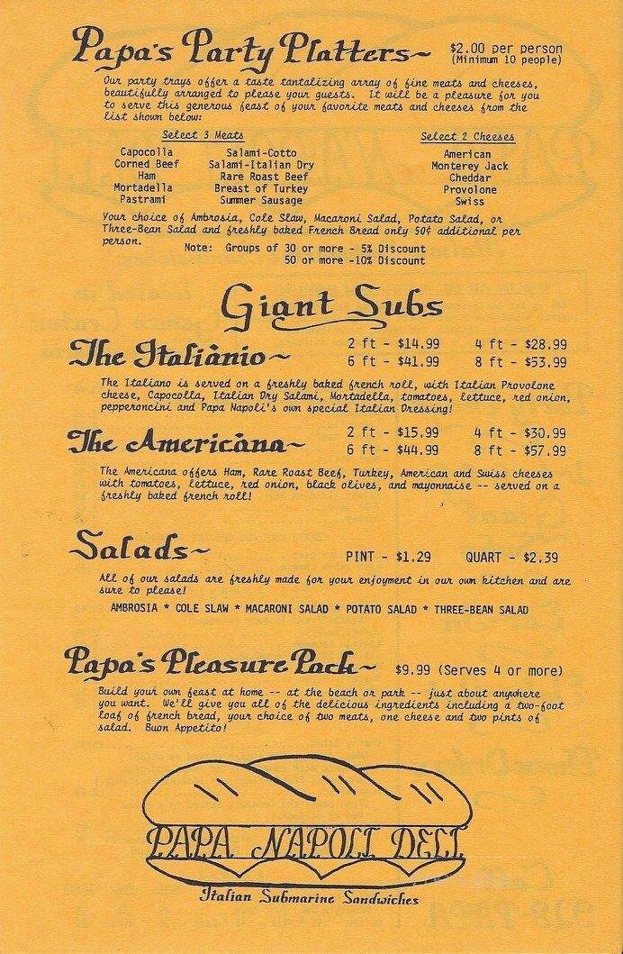 Papa Napoli Italian Deli - Santa Maria, CA menu_pic