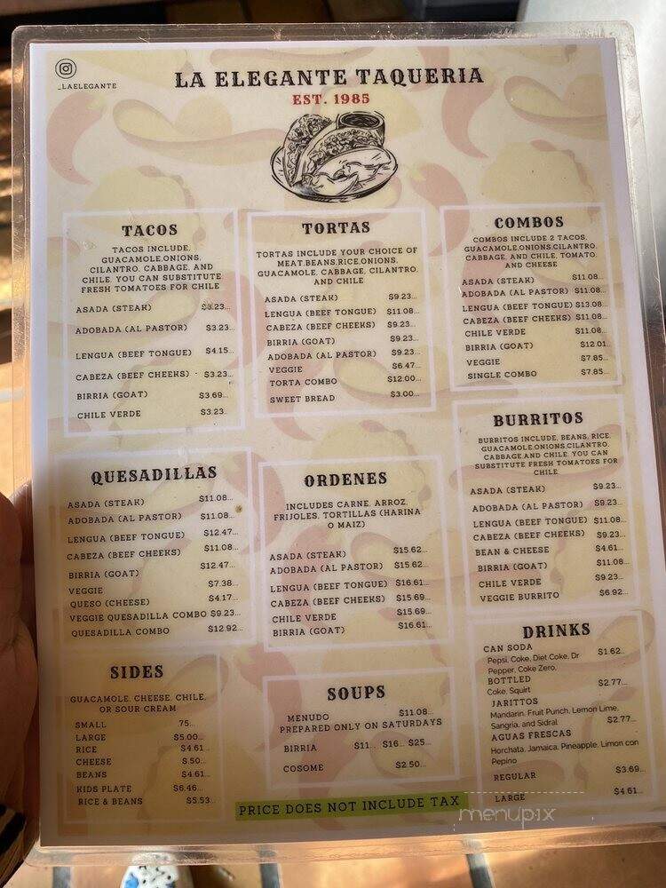 La Elegante - Fresno, CA menu_pic