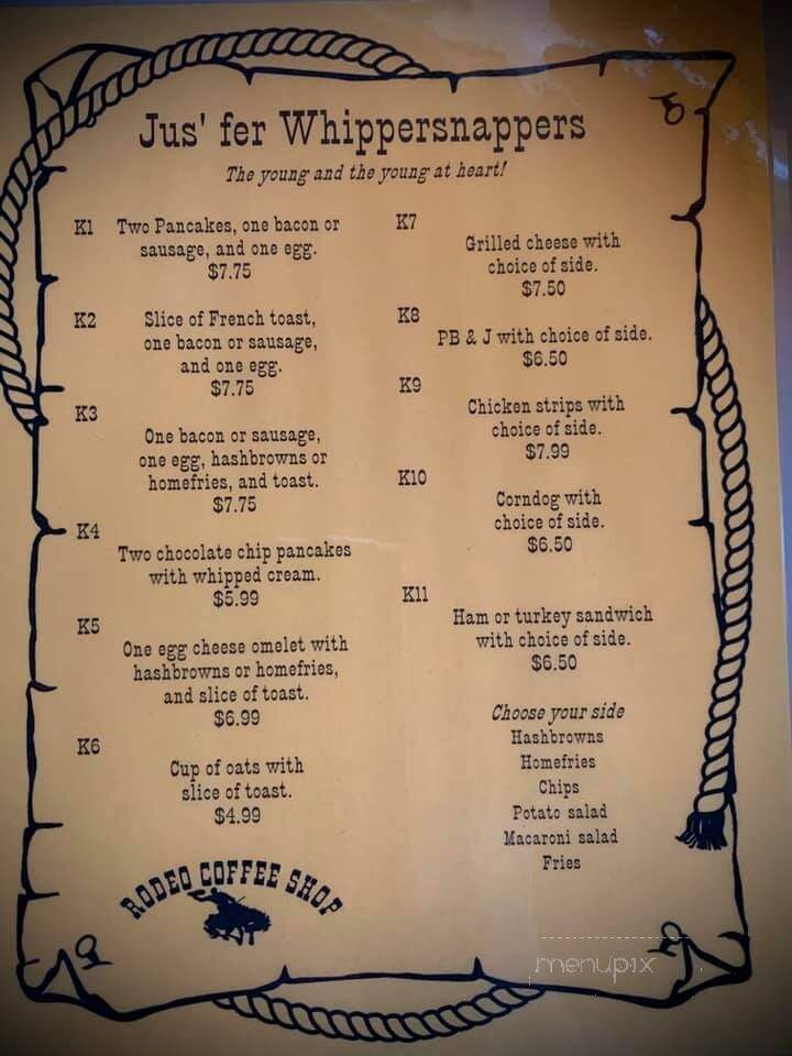 Rodeo Coffee Shop - Clovis, CA menu_pic