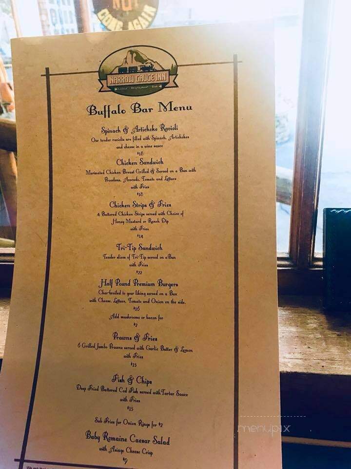 Narrow Gauge Restaurant - Fish Camp, CA menu_pic