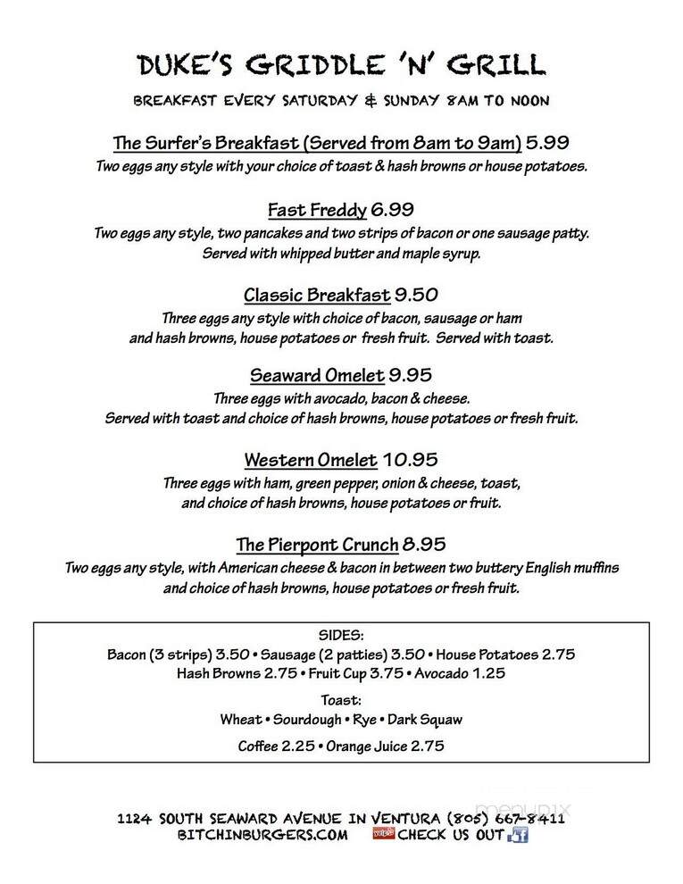 Duke's Griddle 'n Grill - Ventura, CA menu_pic