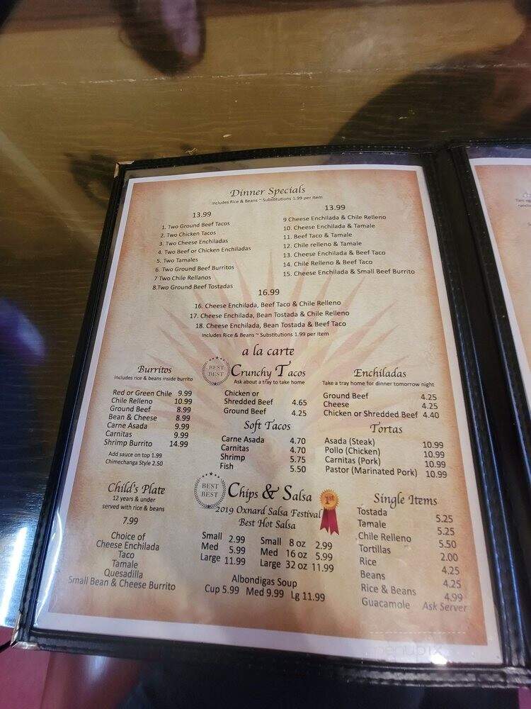Montezuma Restaurant - Oxnard, CA menu_pic
