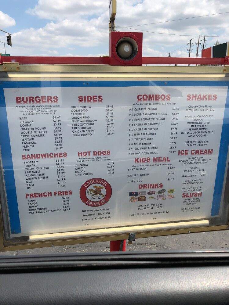 Carousel Drive In - Bakersfield, CA menu_pic