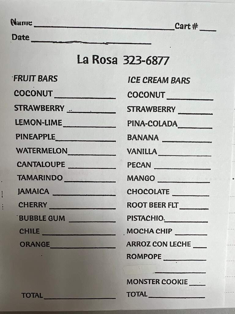La Rosa Fruit Bars & Ice Cream - Bakersfield, CA