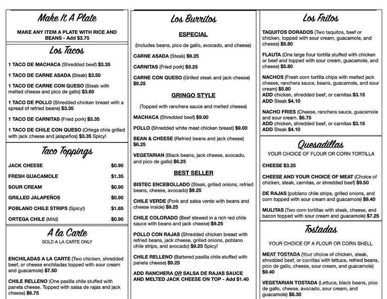 Las Fuentes Mexican Restaurant - Reseda, CA menu_pic