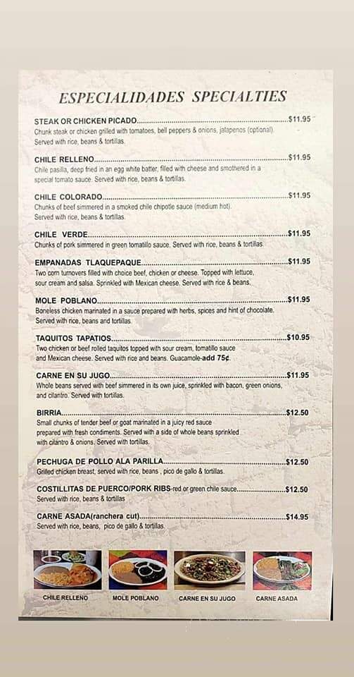 El Abuelo Restaurant - San Fernando, CA menu_pic