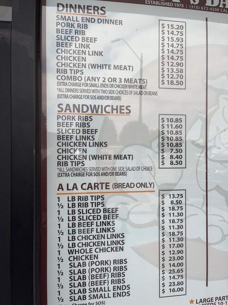 Woody's Bar-B-Que - Inglewood, CA menu_pic