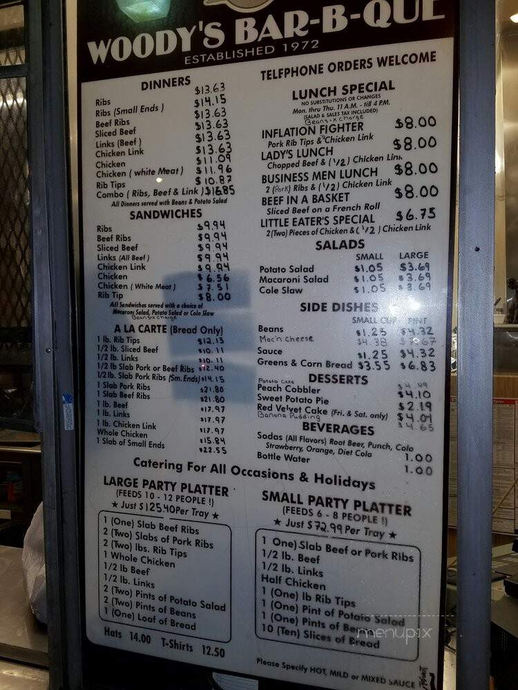 Woody's Bar-B-Que - Inglewood, CA menu_pic