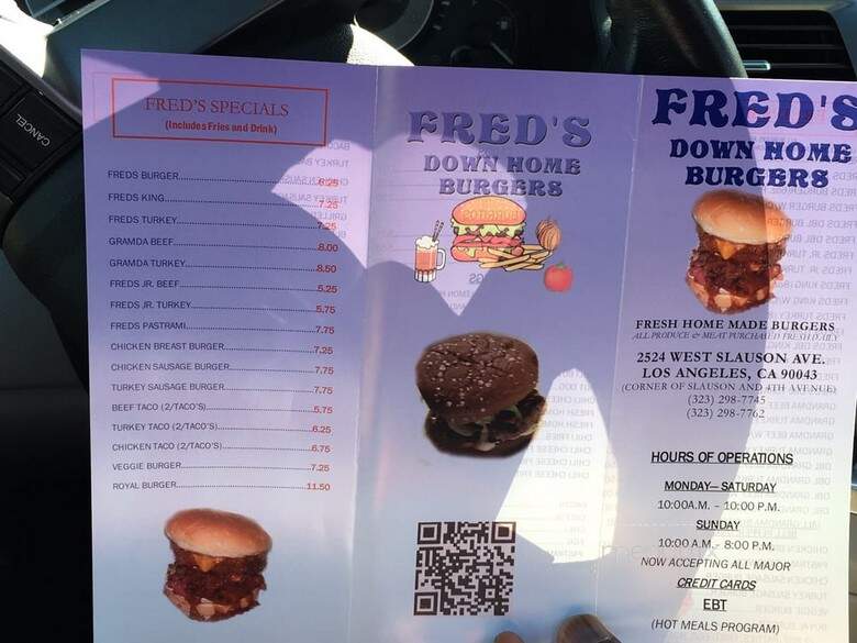 Fred's Downhome Burgers - Los Angeles, CA menu_pic