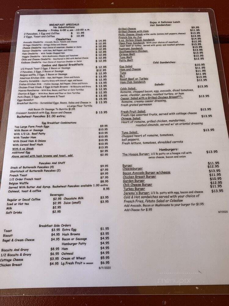 Jeremy's Restaurant - La Crescenta, CA menu_pic