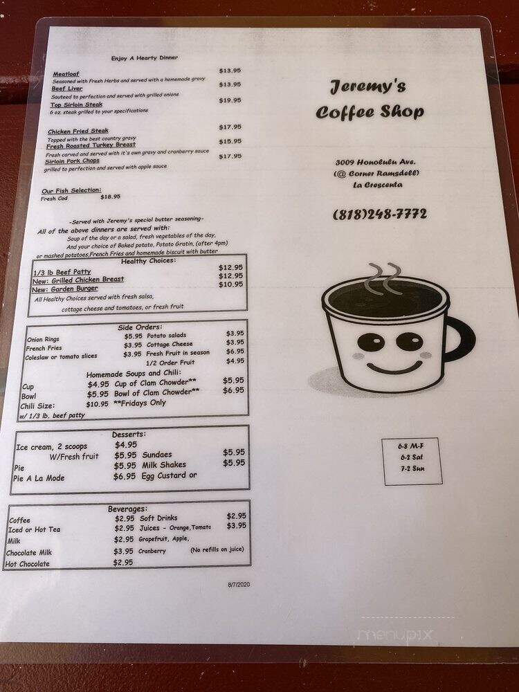 Jeremy's Restaurant - La Crescenta, CA menu_pic