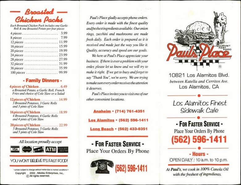 Paul's Place - Los Alamitos, CA menu_pic