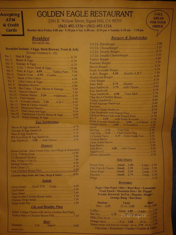 Golden Eagle Restaurant - Signal Hill, CA menu_pic