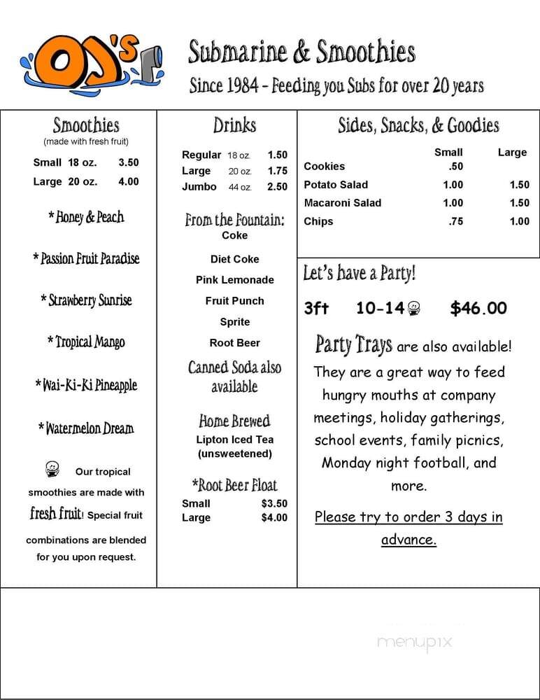 O J's Submarines - Lakewood, CA menu_pic