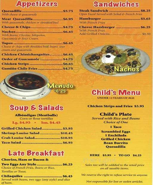 Casa Gamino - Pico Rivera, CA menu_pic
