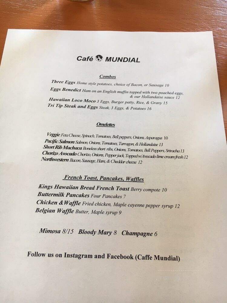 Cafe Mundial - Monrovia, CA menu_pic