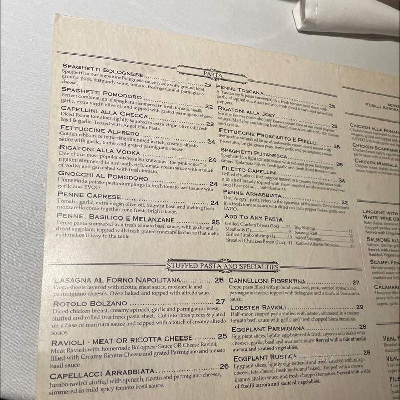 A-Roma Italian Ristorante - La Palma, CA menu_pic