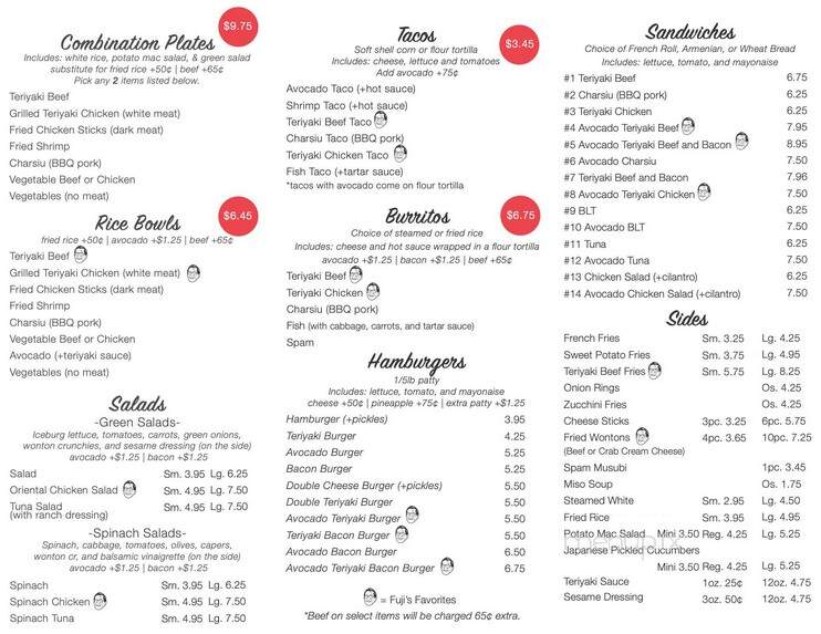 Fuji's Famous Burger - Huntington Beach, CA menu_pic