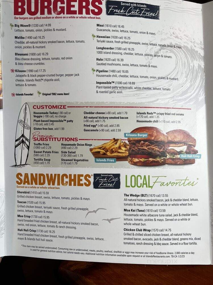 Islands Restaurant - Huntington Beach, CA menu_pic