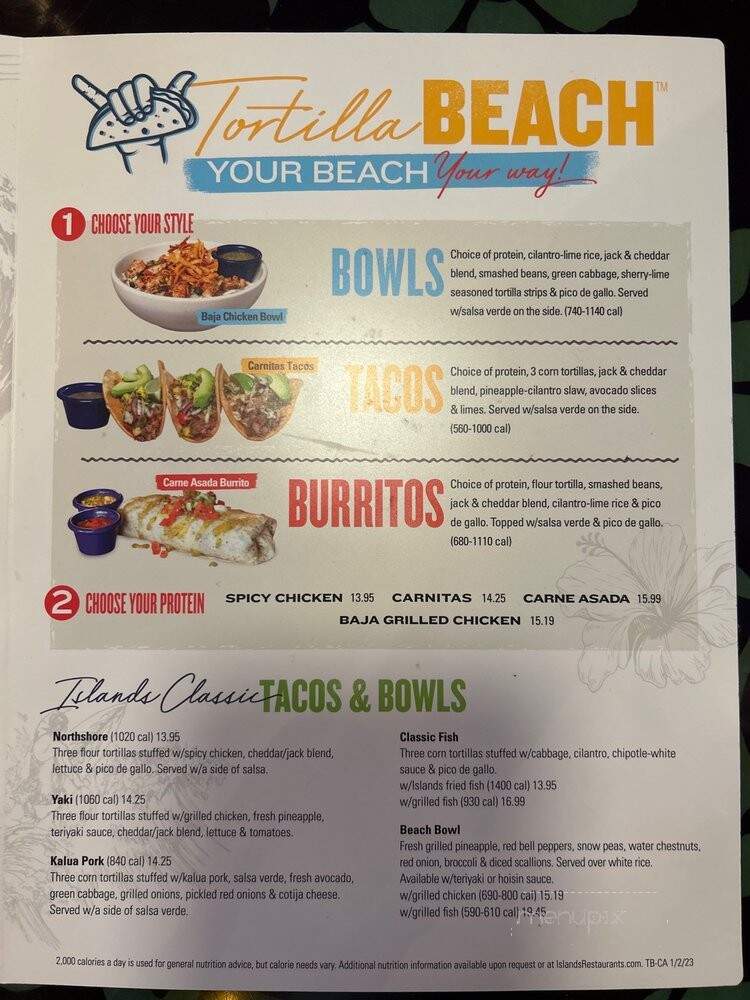 Islands Restaurant - Huntington Beach, CA menu_pic