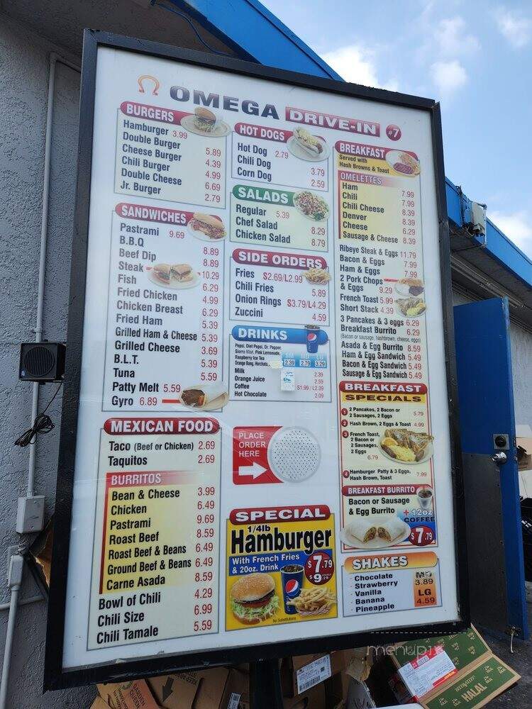 Omega Drive-In - Orange, CA menu_pic