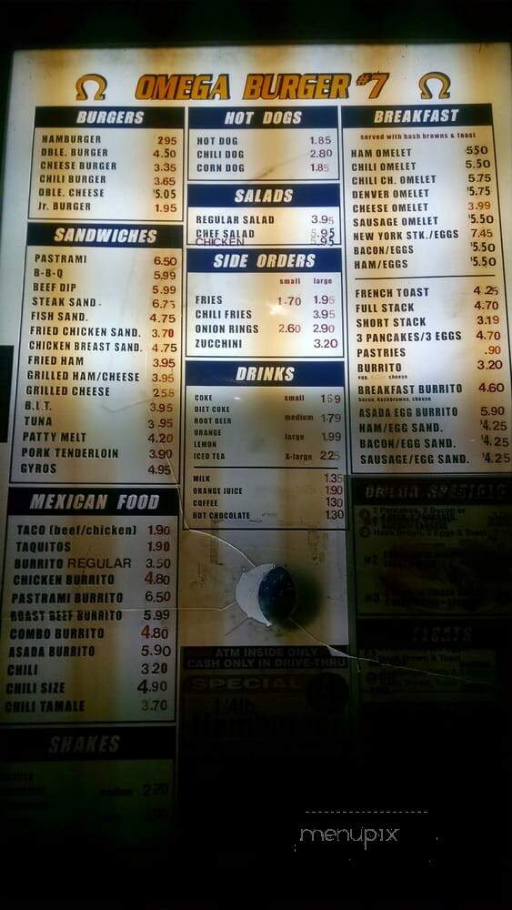 Omega Drive-In - Orange, CA menu_pic