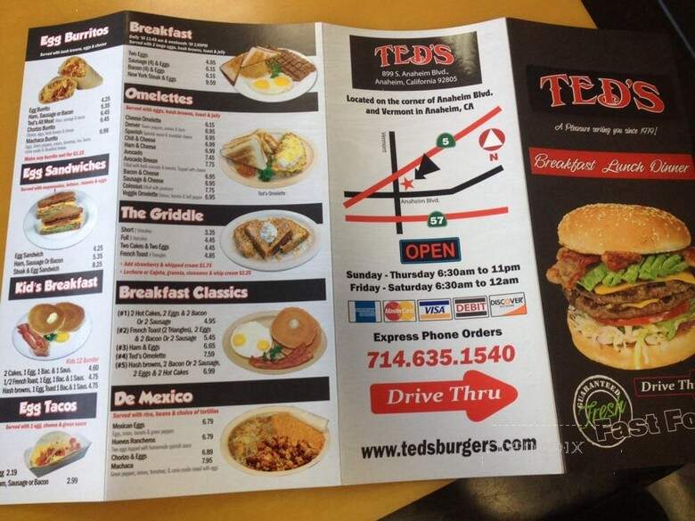 Ted's Burgers - Anaheim, CA menu_pic