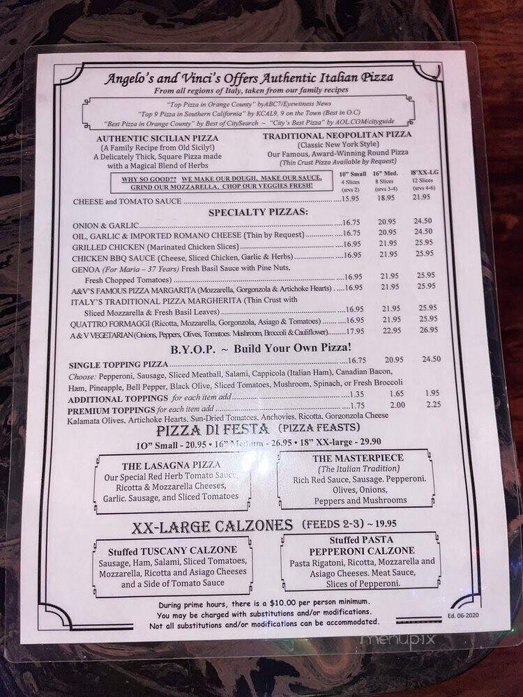 Angelo's & Vinci's Restaurant - Fullerton, CA