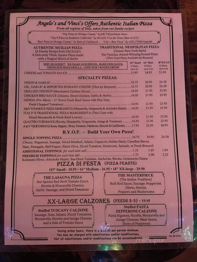 Angelo's & Vinci's Restaurant - Fullerton, CA