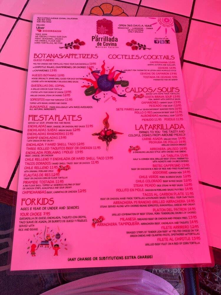 La Parrilla - Covina, CA menu_pic