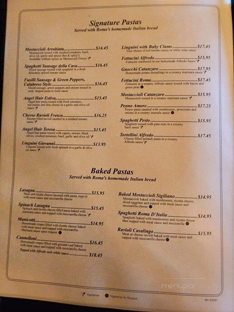 Roma D Italia - Tustin, CA menu_pic