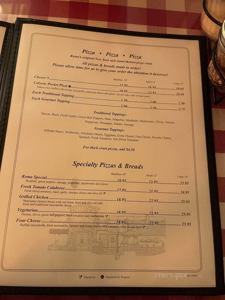 Roma D Italia - Tustin, CA menu_pic