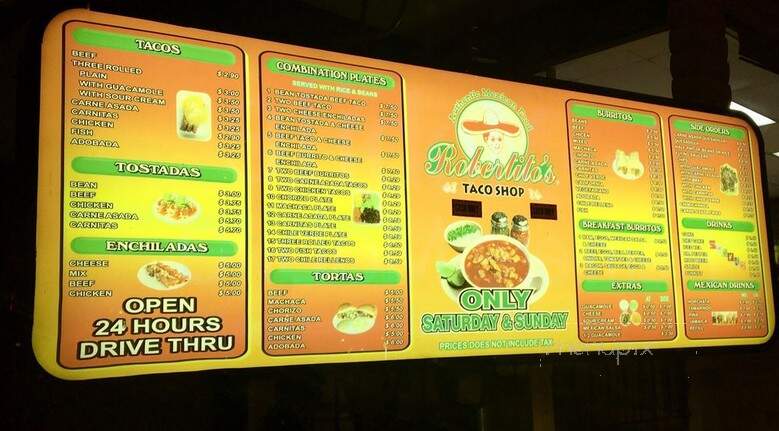 Robertitos Mexican Food - Fallbrook, CA menu_pic