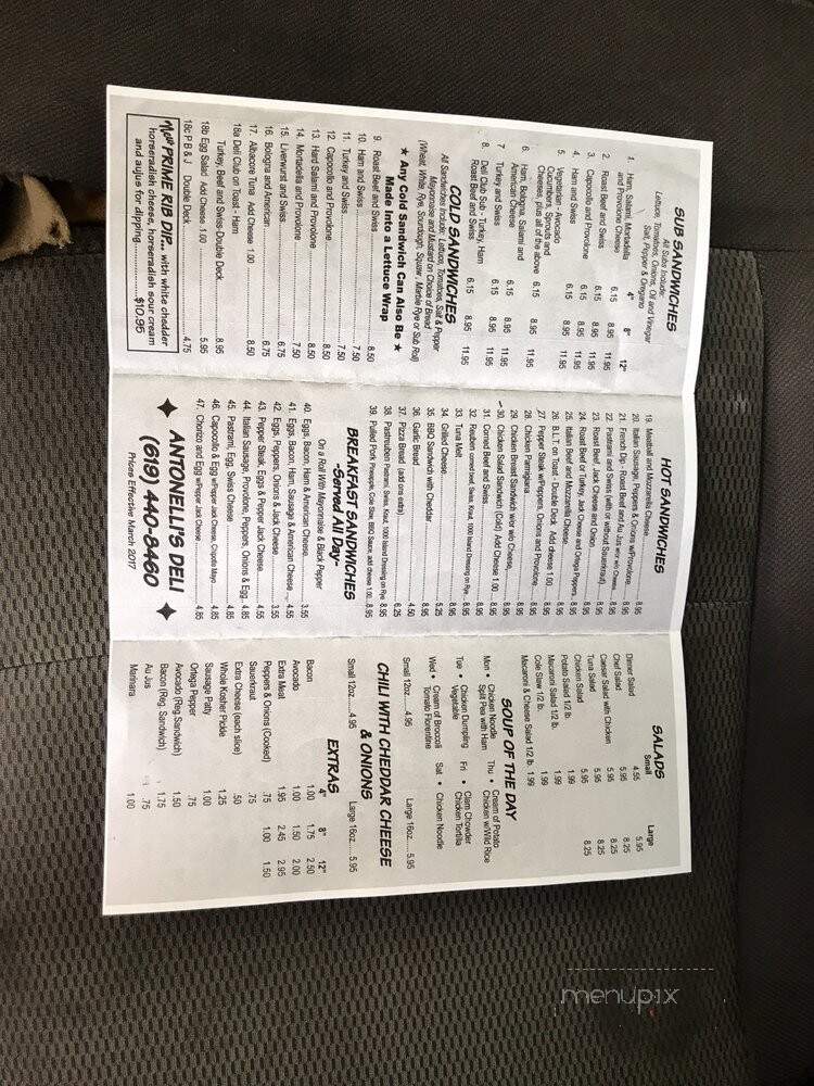 Antonelli's Deli - El Cajon, CA menu_pic