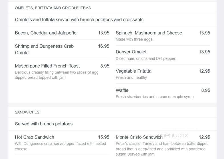 Petar's Restaurant - Lafayette, CA menu_pic