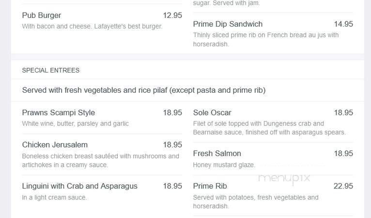 Petar's Restaurant - Lafayette, CA menu_pic