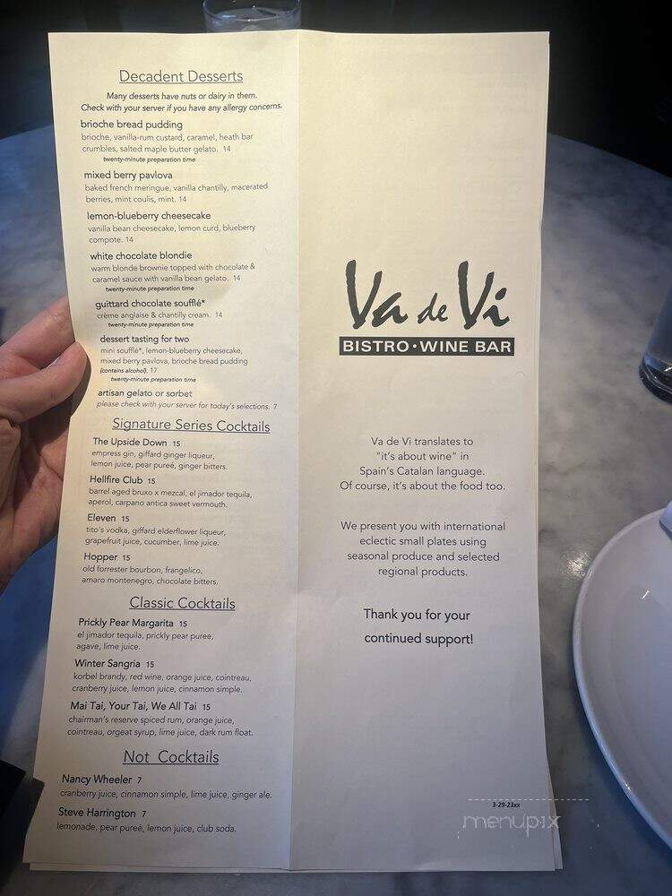 Va De Vi Bistro & Wine Bar - Walnut Creek, CA menu_pic