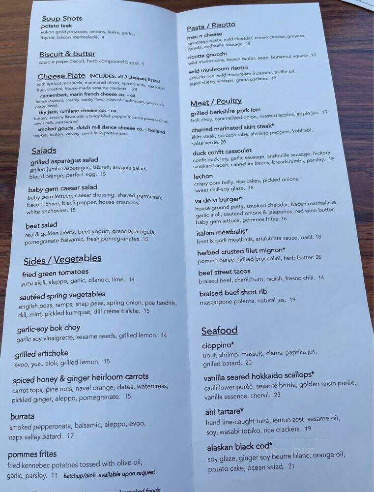 Va De Vi Bistro & Wine Bar - Walnut Creek, CA menu_pic