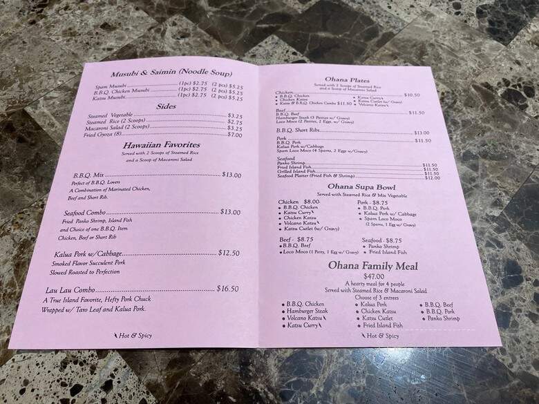 Ohana Hawaiian BBQ - Pleasant Hill, CA menu_pic