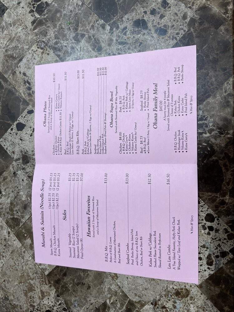 Ohana Hawaiian BBQ - Pleasant Hill, CA menu_pic