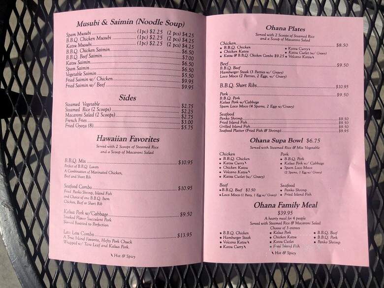 Ohana Hawaiian BBQ - Pleasant Hill, CA menu_pic