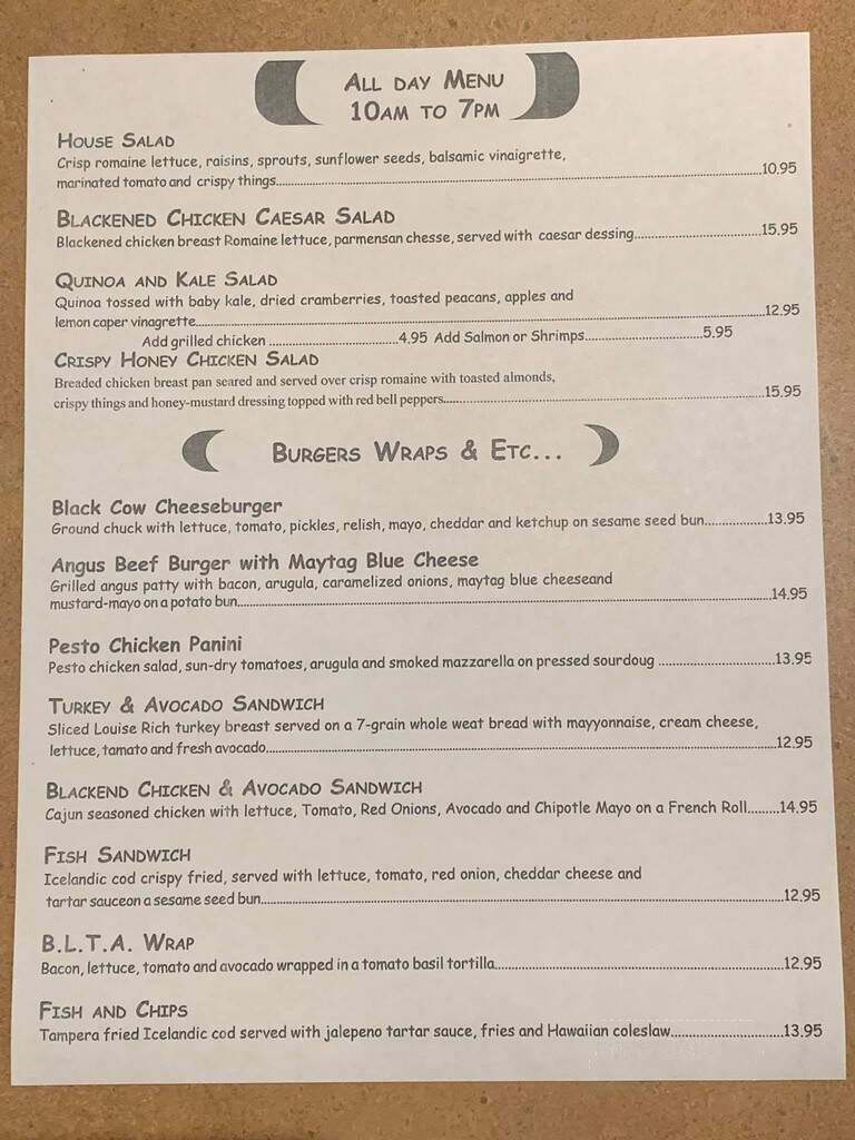 Black Cow Cafe - Montrose, CA menu_pic