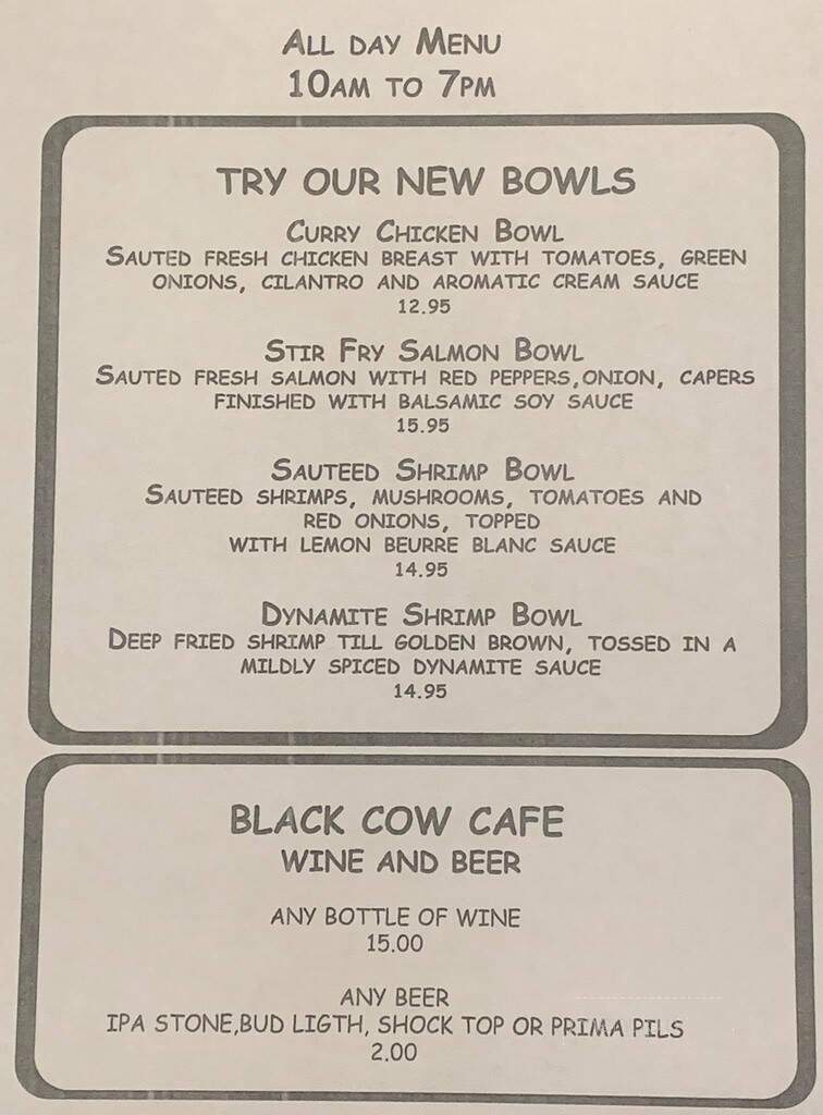 Black Cow Cafe - Montrose, CA menu_pic
