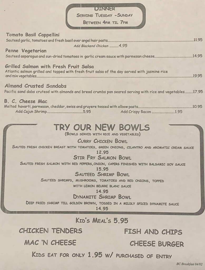 Black Cow Cafe - Montrose, CA menu_pic