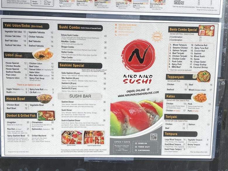 Niko Niko Sushi - Irvine, CA menu_pic